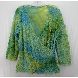 VINTAGE Sno Skins Top Large Wrap Blouse Art to Wear Textured USA